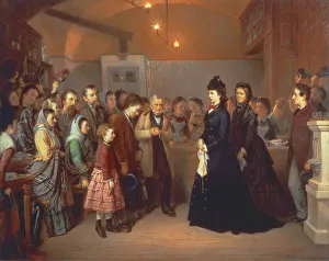 Destitution Gallery: The Empress Elisabeth of Austria visits a soup kitchen in the Schonlaterngasse, 1875