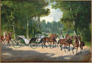 Sissi Prints: Empress Elisabeth in a carriage in Viennas Prater, ca 1860. Creator: Anonymous