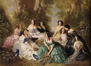 Mezzotint Gallery: Empress Eugenie surrounded by her ladies in waiting, c1920. Artist: Arthur Leonard Cox