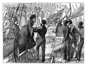 Images Dated 3rd March 2008: The Empress of the French embarking in the Gazelle, 1870 (late 19th century)