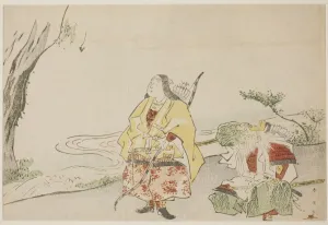 Katsukawa Shunei Prints: Empress Jingu (left), and Her Minister Takenouchi no Sukune (right), late 1780s