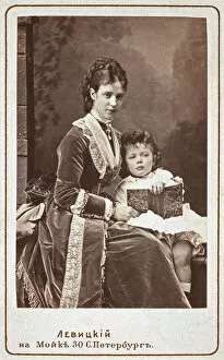 Empress Maria Fyodorovna (Dagmar of Denmark) (1847-1928) with son Nicholas Alexandrovich of Russia, Artist: Levitsky