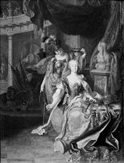 Antoinette Prints: Empress Maria Theresa Garlanded by Wisdom, 1744. Creator: Johann Georg Dathan