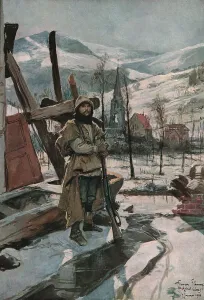 Sentry Prints: En Alsace; A Metzeral (janvier 1916), 1916 (1924) Creator: Francois Flameng