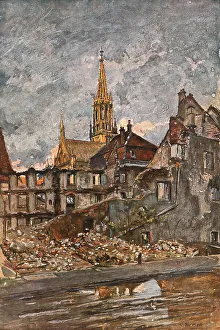 En Alsace; Thann: le quartier ruine, 1915. Creator: Charles-Jules Duvent