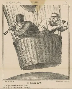 Looking Through Prints: En ballon captif, 19th century. Creator: Honore Daumier