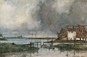 War Damage Prints: En Belgique; les inondations devant Saint-Georges. c1915. Creator: Francois Flameng