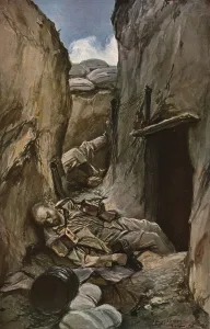 En Champagne; Tranchee conquise a Perthes (octobre 1915) 1915. Creator: Francois Flameng