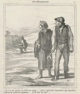 Country Bumpkin Prints: En v'la un qu'est un drole de corps... 19th century. Creator: Honore Daumier