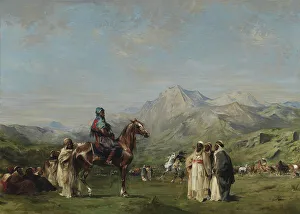 On Horseback Prints: An Encampment in the Atlas Mountains, c1865. Creator: Eugene Fromentin