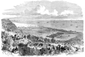 Voluntary Prints: Encampment and review of the Suffolk Volunteer Corps at Lowestoft, 1865. Creator: Unknown
