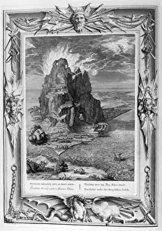 Buried Prints: Enceladus buried underneath Mount Etna, 1733. Artist: Bernard Picart