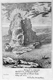 Enceladus buried underneath Mount Etna, 1655. Artist: Michel de Marolles