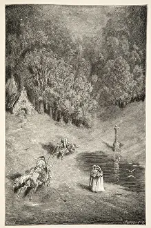 Merlin Prints: The Encounter between Arthur and Pellinore, from Stories of the Days of King Arthur