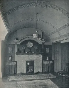 Cornice Prints: End of a Barrel-Ceilinged Dining Room, c1910