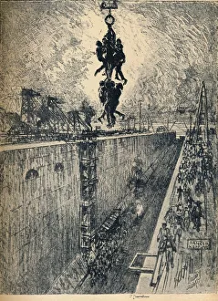 Pennell Prints: The End of the Day-Gatun Lock, 1912. Artist: Joseph Pennell