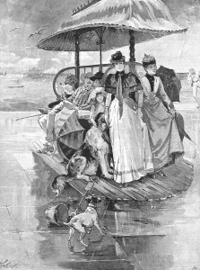 Sheltering Prints: The End of the Season - A Sudden Shower, 1890. Creator: Unknown