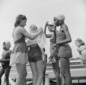 The end of a swimming period, Camp Christmas Seals, Haverstraw, New York, 1943. Creator: Gordon Parks