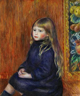 Renoir Prints: Enfant assis en robe bleue (Portrait d'Edmond Renoir fils)