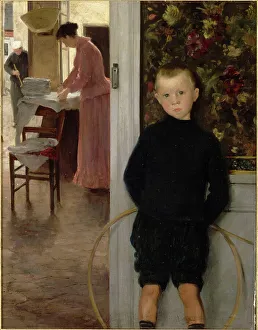 Enfant et femme dans un intérieur, c.1890. Creator: Mathey, Paul (1844-1929)