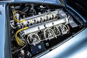 Aston Martin Db4 Collection: Engine of a 1961 Aston Martin DB4 GT SWB lightweight. Creator: Unknown