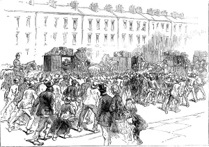 Engineers Prints: The engineers strike at Newcastle: arrival of foreign workmen, 1871. Creator: Unknown