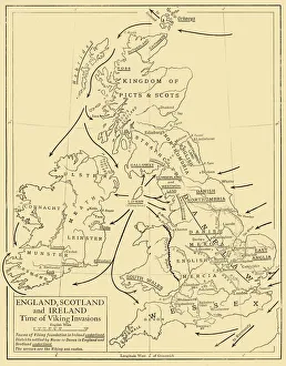 Longman Prints: England, Scotland and Ireland - Time of Viking Invasions, 1926. Creators: Unknown