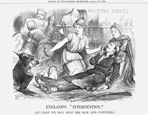 Comforting Prints: Englands Intervention. 1870. Artist: Joseph Swain
