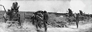 Battery Prints: English Attack of July 31, 1917; A battery of large howitzers in action