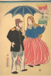 English Couple (Igirisujin), 12th month, 1860. Creator: Utagawa Yoshitora