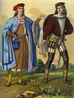 A Rivaud Prints: An English courtier of 1450 and an English gentleman of 1500 (1849). Artist: Edward May