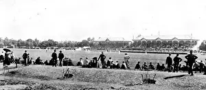 Umbrellas Prints: English cricketers in Australia: the Adelaide Cricket Oval (the English team in the field)