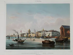 Jules 19th Century Prints: The English Embankment in Saint Petersburg, 1840s
