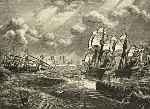 Sir Francis Gallery: The English Fleet Before Cadiz, (1596), 1890. Creator: Unknown