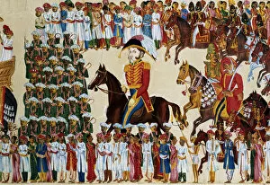 Officer Collection: English grandee of the East India Company riding in an Indian procession, 1825-1830