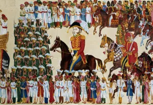 English grandee of the East India Company riding in an Indian procession, 1825-1830