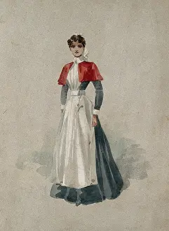 An English hospital nurse in full uniform. Creator: Unknown