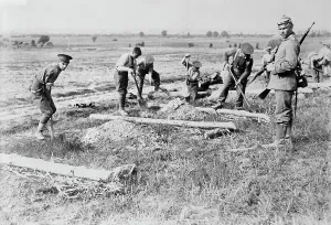 Prisoners Of War Prints: English prisoners at work near Doberitz