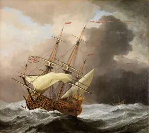 The English Ship Hampton Court in a Gale, 1678-80. Creator