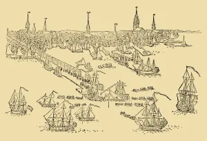 English Ships of War at Boston (Where The Tea-Party Took Place) In 1768, c1930