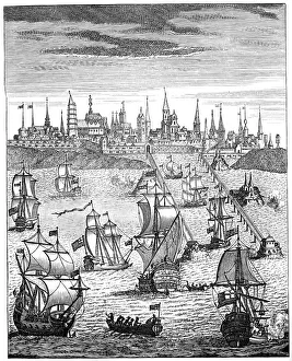 John Richard Prints: English squadron carrying troops to take possession of Dunkirk, 1708, (1894)