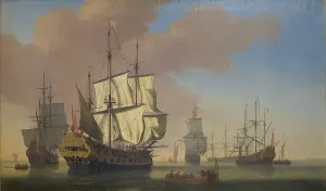 Station For Ships Prints: English Warships in a Roadstead in Calm Weather