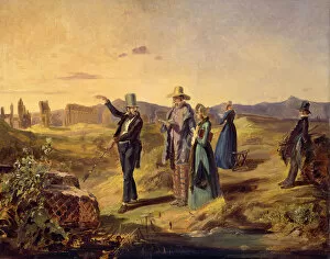 Biedermeier Collection: Englishmen in the Campagna, ca 1835. Creator: Spitzweg, Carl (1808-1885)