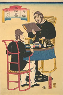 Chairs Collection: Englishmen Dining, 1st month, 1861. Creator: Utagawa Yoshitora