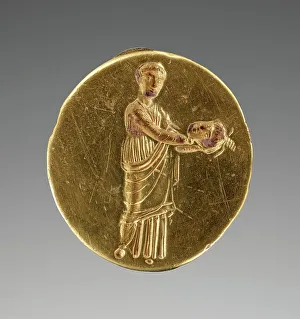 Bezel Prints: Engraved Ring with an Actor Holding a Theater Mask, 325-300 BC. Creator: Unknown