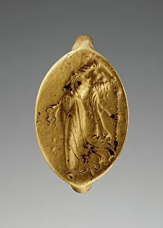 Ecstasy Prints: Engraved Ring with Dancing Maenad, 400-350 BC. Creator: Unknown