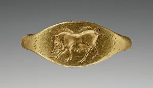 Bezel Prints: Engraved Ring with a Sow, about 500 BC. Creator: Unknown