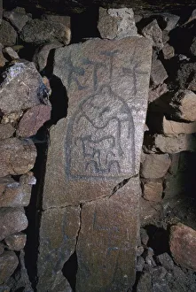 Tumulus Prints: Engraved support from a tumulus, Prehistoric