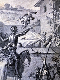 Library Of The University Gallery: Engraving in an episode of Don Quixote, in El Ingenioso Hidalgo Don Quijote de la Mancha