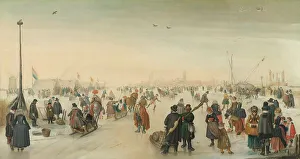 De Stomme Van Kampen Prints: Enjoying the Ice near a Town, c.1620. Creator: Hendrick Avercamp